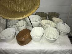A good selection of glazed stoneware jelly moulds