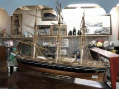 A large scale model of the Cutty Sark tall ship (length 93cm) (Collect only)