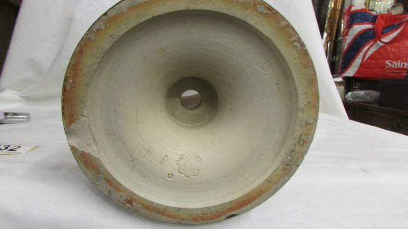 A Doulton Lambeth oil lamp base, 30cm tall, chip to base. Collect only. - Image 3 of 3