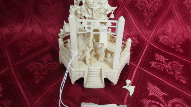 An antique carved ivory pagoda. a/f. Available for UK shipping only. - Image 2 of 3