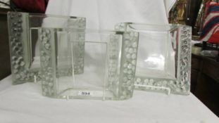 A Rene' Lalique three piece glass tray, 'Thornery' design circa 1934, signed R Lalique (some chips).