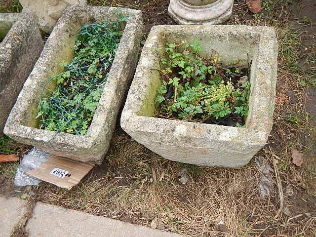 2 broad rectangular plant troughs (63 c 42 x 23 cm) and 2 smaller planters (collect only). - Image 3 of 3