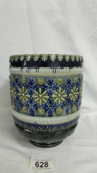 An 1880 Doulton Lambeth 7.5" high jardiniere Sarah Gathercole and Harriet E Hibbut.