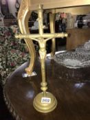 A 19th/20th Century brass church crucifix Height 39.5cm