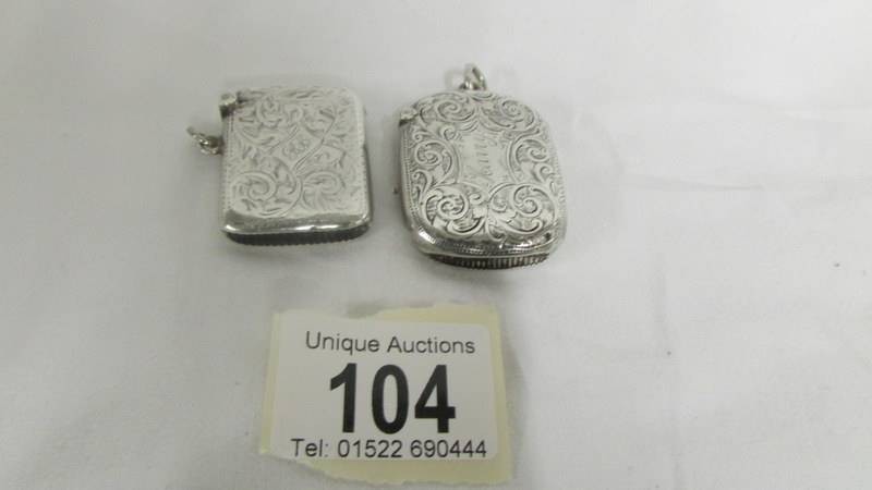 Two silver vesta cases. 41 grams.