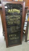 A replica Fry's Milk Chocolate sign. Collect only.