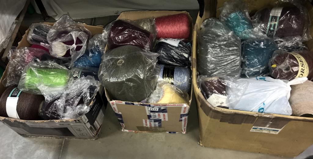 A large quantity of machine knitting wool (3 boxes) Collect only.