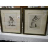 A pair of framed and glazed engravings depicting monkey's - 'I Hope I Don't Intrude' and 'Hookey