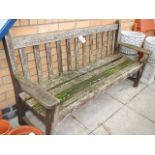 A wooden garden bench.