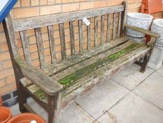 A wooden garden bench.