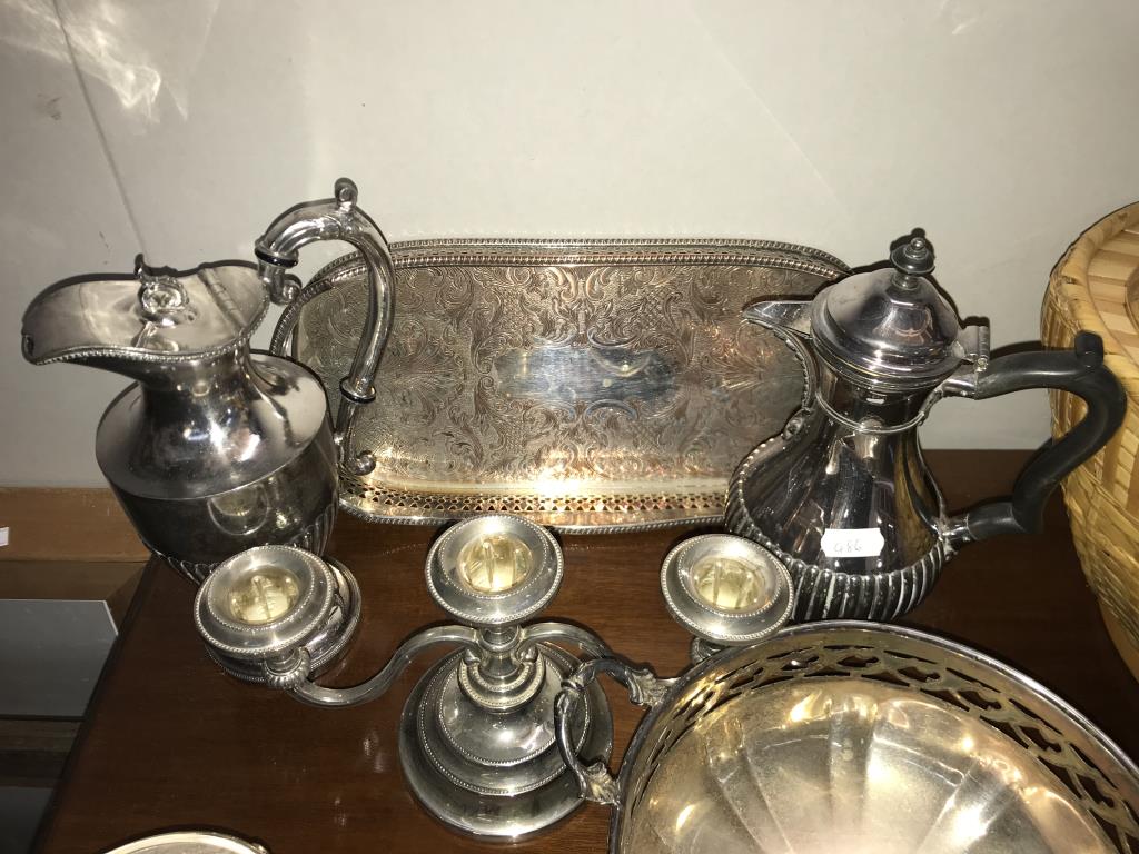 A selection of silver plate including Candelabra, fruit bowl, & trays etc. - Image 2 of 3