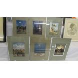 6 framed WW1 cartoon illustrations drawn by the talented cartoonist of the time Captain (Charles)