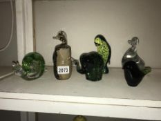 A collection of 7 Wedgwood solid glass modernist animal figurines/paperweights including elephant,