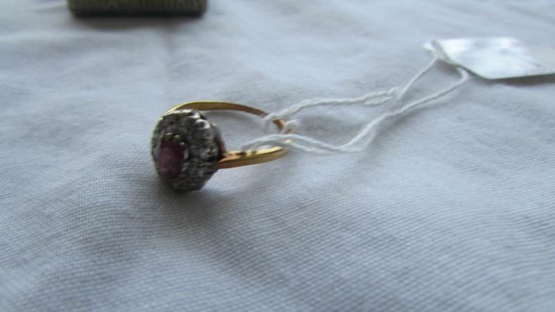 A 9ct gold ruby cluster ring, size J half. - Image 2 of 2