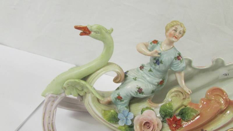 A porcelain swan carriage figure group. - Image 3 of 4