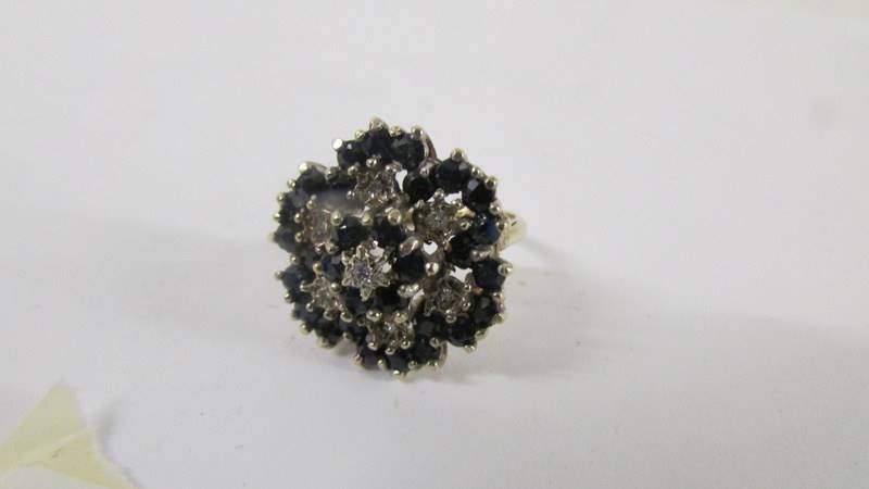 A large yellow gold sapphire and diamond ring, size O. - Image 5 of 6