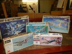 Five vintage Hales Masegawa 1/72 scale model aircraft kits.