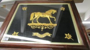 A framed and glazed gilded collage of 19th-century racehorse 'Ducro', a bay colt. Raced from 1882-