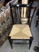 A turned stitch back chair with reed seat back