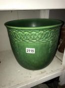 A large green glazed Royal Burslem pottery jardiniere