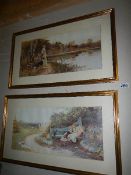 A pair of rural scene prints signed Tony Lloyd 1903. 67 x 39 cm.