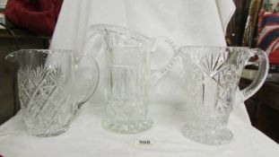 Three good quality cut glass lemonade/water jugs. Collect only.