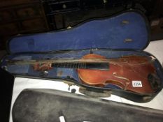 A vintage violin A/F with 1 bow - 14" length
