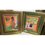 A pair of late 20th-century British School acrylic still life paintings in matching frames.