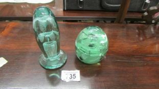 Two small Victorian glass 'dumps'.
