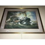 A framed and glazed L.M.S. steam locomotive print 82cm x Height 60cm (COLLECT ONLY)