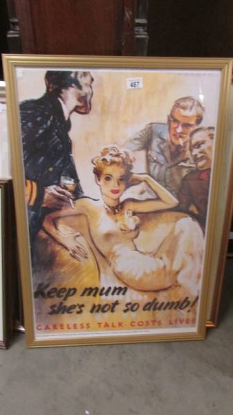 Second world war poster " Keep mum she's not so dumb, careless talk costs lives" Crown copyright