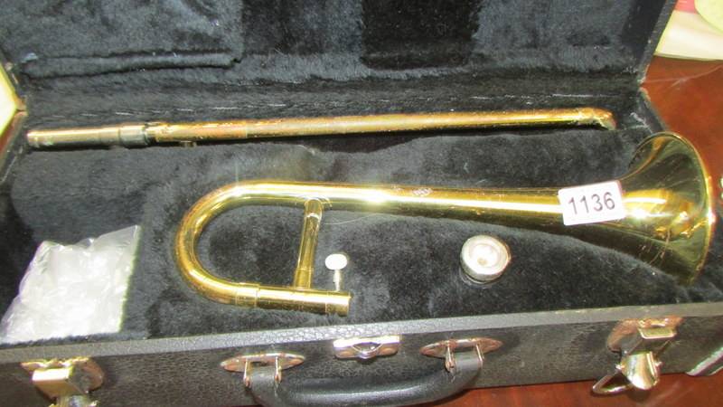 A rare small trombone in case. - Image 2 of 2