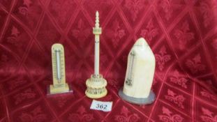 Three antique ivory thermometers. Available for UK shipping only.