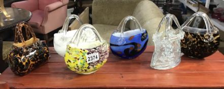 6 Art glass handbags