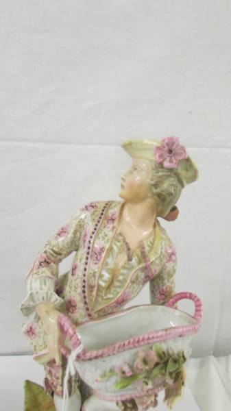 A pair of 19th century porcelain figurines, 11" tall, no damage or visible signs of repair. - Image 7 of 9