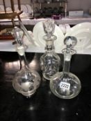 A cut glass decanter & 2 others. (Collect only)