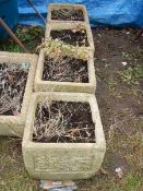 A set of four matching square planters, 33 x 27 cm, Collect only.