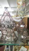 Four metal and glass lamp shades. 1 a/f. Collect only.