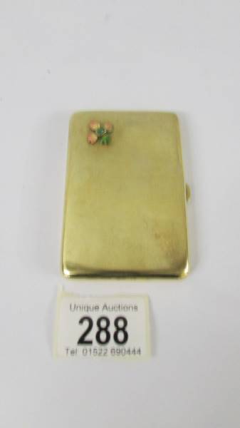 A silver gilt card case, gem set flower on top and hall marked inside. - Image 3 of 6