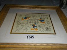 A framed and glazed Walt Disney limited edition pin set entitled 'Donald Duck Model Sheets', with