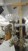 A large silver plate and glass table centrepiece. Collect only.