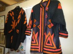 2 knitted fully lined jackets with decorative suede detailing (size loose fitting medium).