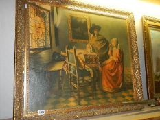 A large gilt framed print on canvas. 96 x 82 cm. (collect only).