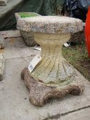 A "Wood & shell effect" concrete pedestal. 30 x 36 cm. Collect only.