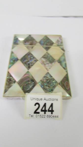 A mother of pearl and abalone card case. - Image 2 of 5