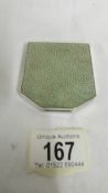 An Art Deco Shagreen hall marked silver compact. ( Hall marked inside). Mirror in good condition,