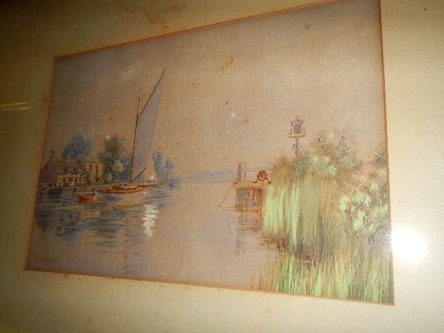 A framed and glazed watercolour, signed but indistinct. (collect only). 43 x 59cm. - Image 2 of 4