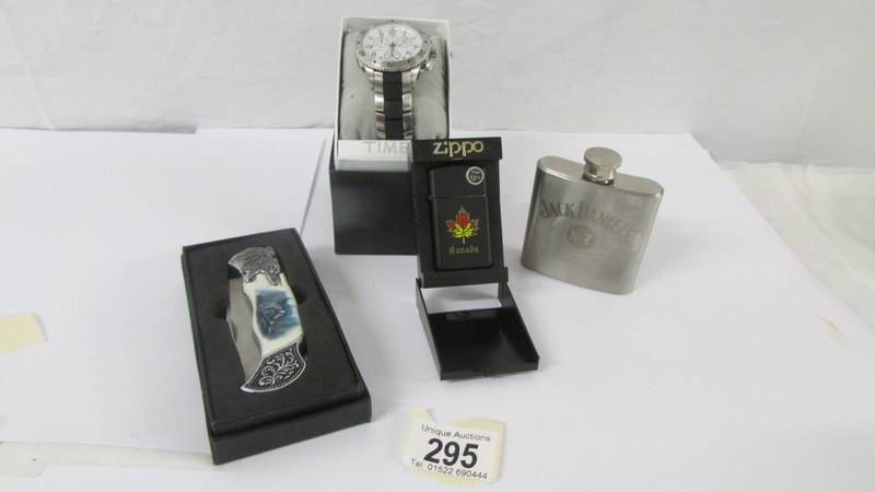 A gent's quartz Timex wrist watch boxed and un-used (working), a Canadian Zippo lighter boxed and - Image 3 of 8