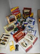 A quantity of boxed and unboxed diecast including Matchbox Yesteryear, Lledo, Oxford die cast etc.,
