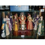 A set of Regency fine arts 2004 figures being Henry VIII and his 6 wives, all in good condition.